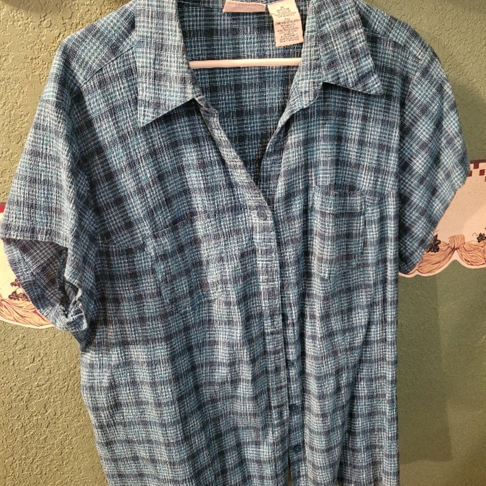 Blue Plaid Button-Up Shirt